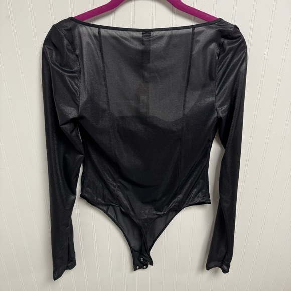 SKIMS Glissenette Long Sleeve Bodysuit Onyx Medium - Picture 4 of 7